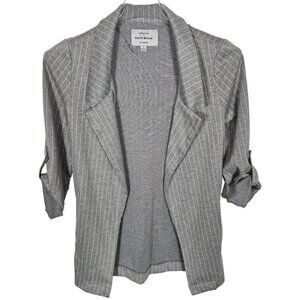 Haute Monde Women's Size Small Gray Striped Cardigan? 3/4 Sleeve Open Front